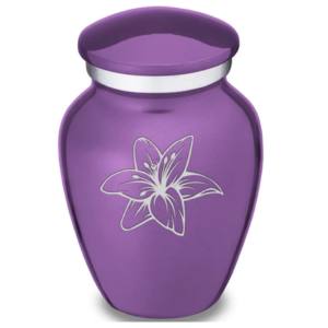 Petites urnes en aluminium avec lotus et design de forme classique - Product Image 5