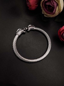Puro latón fiesta desgaste plata Boho Dragan diseño brazalete tamaño libre que se puede abrir pulsera oxidada ajustable hecho a mano producto a granel - Product Image 1