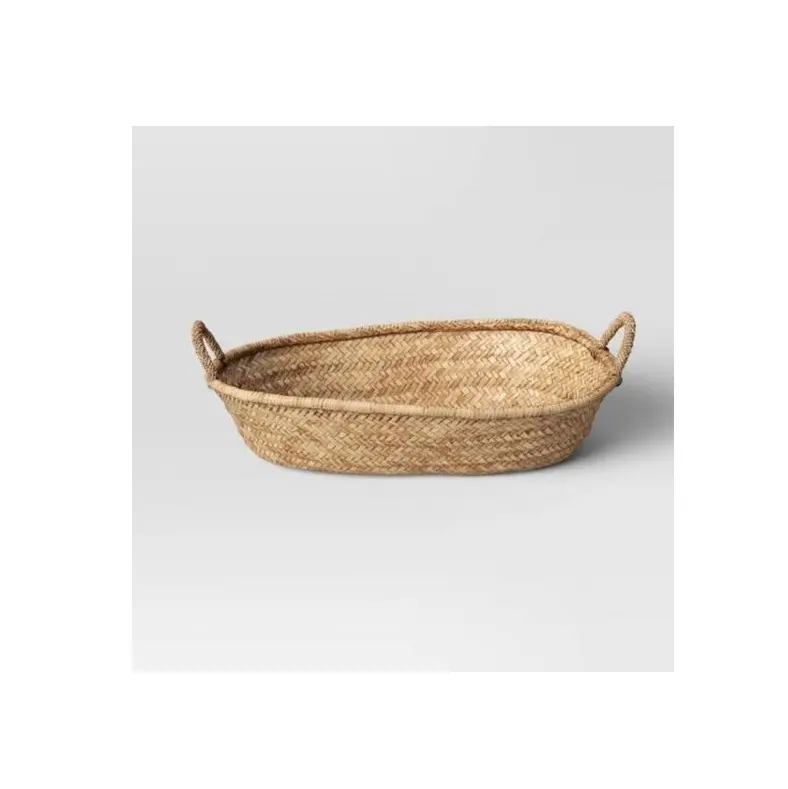 Migliore nuova collezione di vassoi di candela di frutta in poly rattan che serve vassoi di stoccaggio naturale Design personalizzato