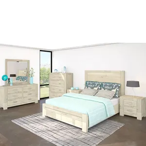 Belleza moderna Diseños de lujo Madera dura con 5 unidades Útiles para muebles de dormitorio Ropa de cama Juegos de dormitorio