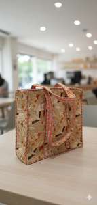 Sac fourre-tout en toile de coton bohème à imprimé oiseau vintage pour femmes - Léger, fermeture éclair, prêt pour l'hiver, prêt pour les voyages - Product Image 3