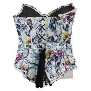 Corset satiné à armatures avec imprimé coloré de dessin animé de fille, sublimé par transfert thermique, à fermeture frontale - Product Image 6