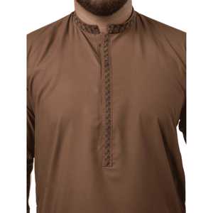 Kurta pour homme E-29 marron 100% coton respirant - Product Image 6