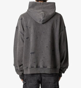 <b>Mens</b> Embroidered Tracksuit Printed Distressed Hoodie Flared Sweatpants Set Cotton Autumn Plain Dyed Acid Wash Oversized - Product Image 2