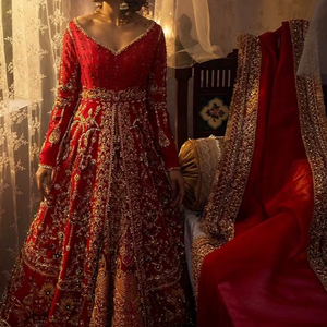 Heavy Hand Embroidery on Silk <b>Bridal</b>-<b>Jacket</b> Lehenga & Dupatta Embellished Crystal Glass Beadsstone Dabka Work for Wedding 2024 - Product Image 1