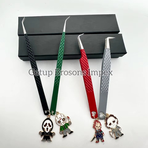 Pinces à extensions de cils de différents styles et avec différentes finitions en poudre, découpe en forme de cœur avec porte-clés Halloween personnalisés, outils de beauté - Product Image 4