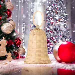 Meilleur prix décor de Noël tissé bambou cloche arbre de Noël suspendus ornements cadeau rustique pour le jour de Noël - Product Image 6