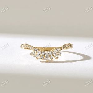 Marquise Lab Grown Diamond Band 14K oro sólido curvado boda banda GIA certificado joyería de moda para mujeres regalos de aniversario ella - Product Image 2