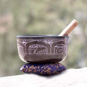 Cuenco de bronce Tibetano para meditación de Yoga, excelente resonancia, terapia de sonido, mazo, almohada, cuenco curativo para meditación, Yoga - Product Image 2