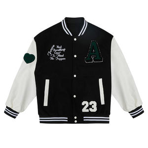 Veste d'hiver personnalisée Hommes Lâche Casual Lettre Patch Polyester Short Varsity Jacket Fashion Baseball Hat Winter Canvas - Product Image 1