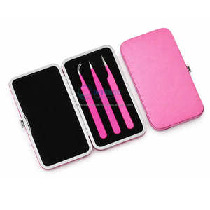 Juego de Pinzas de Punta Puntiaguda de Acero Inoxidable de Precisión con Función Antimagnética, Estuche de Metal Negro para Aplicación de Pestañas, Venta al por Mayor - Product Image 3