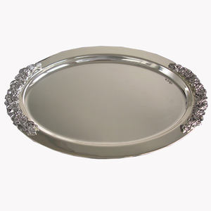 Plateau de service rond Art Déco de luxe en fer et bois doré pour hôtel restaurant pour fruits et aliments par Iron Art - Product Image 1