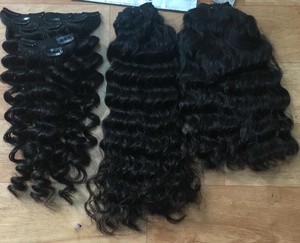 Extensions à clips en cheveux humains vierges vietnamiens, ondulations profondes naturelles, boucles serrées birmanes, double trame, très tendance - Product Image 4