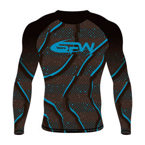 รับผลิตเสื้อรัดกล้ามเนื้อแขนยาวสำหรับผู้ชาย MMA BJJ พร้อมโลโก้ตามสั่ง ขายส่ง ป้องกันแสงแดด UPF แห้งเร็ว เหมาะสำหรับเล่นเซิร์ฟ - Product Image 5