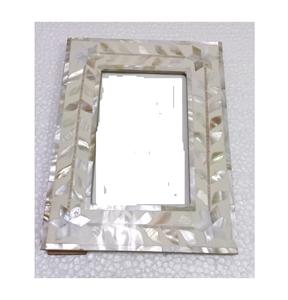 Made In India Handmade Recycled Bamboo Mirror <b>Frame</b> with <b>Mother</b> <b>Pearl</b> Inlay 5x7 6x8 Inches Superior Quality In India - Product Image 5