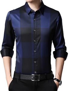 Chemise habillée pour homme en coton à manches longues Vêtements de travail décontractés pour adulte Chemises habillées élégantes en lin pour homme - Product Image 6