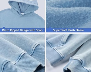 Custom Acid Wash 100% Cotton Tracksuit Breathable Vintage <b>Hoodie</b> and Sweatpants Oversized <b>Men</b> - Product Image 5