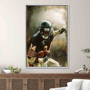 Toile d'art motivante sur le thème du football américain - Décoration murale imprimée, encadrée en blanc - Product Image 1