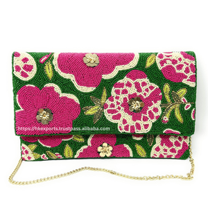 Handmade Sunflower Sequined Beaded Clutch <b>Bag</b> <b>Floral</b> Bead Embroidery Purse Bridal Wedding Party Perfect Summer Fashion Button - Product Image 6