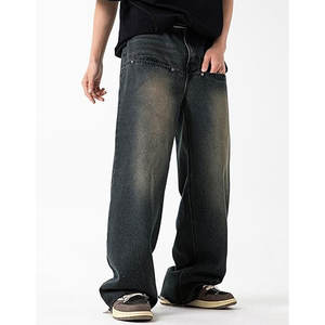 Pantalones vaqueros de pierna ancha de gran tamaño con detalles modernos y estilo clásico para looks diarios audaces pantalones vaqueros de pierna ancha con cintura elástica - Product Image 4