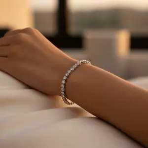 Women's 925 Silver <b>Cubic</b> <b>Zirconia</b> Tennis <b>Bracelet</b> Fashionable Gift Product - Product Image 2