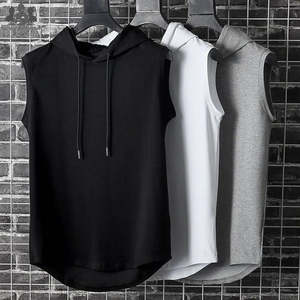 <b>Men's</b> Winter Gym <b>Sleeveless</b> Hoodie | 100% Cotton Solid Digital | Lightweight Breathable Workout Clothing | OEM Manufacturer - Product Image 5