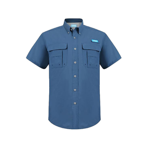 เสื้อตกปลาแขนสั้นมีกระเป๋า2ใบสำหรับกลางแจ้งเสื้อมีกระดุมแห้งเร็วเสื้อลำลองแนวยุทธวิธีสำหรับผู้ชาย - Product Image 3