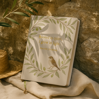 Diario de oración LABON enraizado en silencio, crezco en luz, cuaderno devocional cristiano con rama de olivo, diseño de pájaro, diario de fe