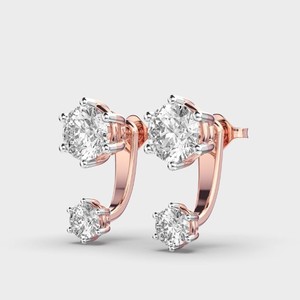 IGI Certified Lab Grown Diamond <b>Drop</b> Stud Earrings 14K Rose / Yellow / White Gold Round Brilliant Diamond Designer Earrings - Product Image 3