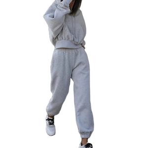 Conjunto de Dos Piezas, Chándal Informal de Felpa para Mujer, Otoño 2026, Sudadera con Capucha Extra Grande de Manga Larga, Pantalones Deportivos Cortos por Encima de la Rodilla - Product Image 1