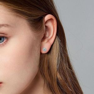 Pendientes de moissanita para mujer Halo redondo 925 plata esterlina moissanita hipoalergénico Stud pendientes, regalo para madre Mamá esposa - Product Image 3