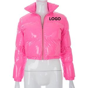 2025 mode hiver brillant court bulle manteau vêtements imperméable Pu haut court bouffant veste pour les femmes - Product Image 2