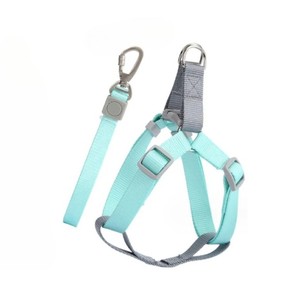Harnais pour chien réglable en nylon à carreaux, couleur unie vert menthe, fermeture à boucle pour chiens de taille moyenne - Product Image 1