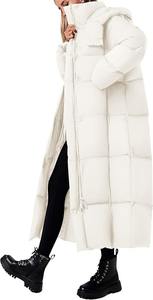 Abrigo acolchado largo impermeable de Invierno para mujer, Abrigo acolchado de ajuste Regular con pecho, blanco con Guata de algodón y abrigos estilo bolsillo - Product Image 2