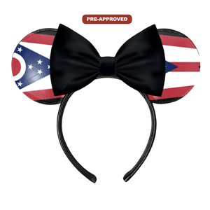 ที่คาดผมสั่งทำพิเศษจากโรงงาน - หูหนูแบบสั่งทำพร้อมดีไซน์ที่ได้รับการอนุมัติล่วงหน้า ลายธงรัฐโอไฮโอ - Product Image 1
