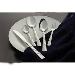Juego de cubiertos de mango de forma increíble pulido mate plateado de acero inoxidable diseño real regalo de lujo de boda - Product Image 5