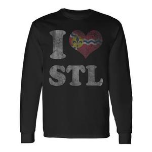 Camiseta de Manga Larga Estilo Grunge Vintage con la Bandera de St. Louis Love Missouri para Vacaciones en Casa, Camiseta Promocional - Product Image 1