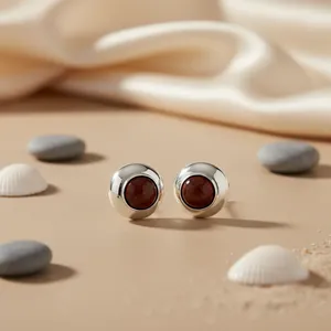 Bijoux pour femmes, clous d'oreilles en argent, pierres précieuses rouges, design tendance, pour fiançailles, avec rubis et émeraude taille poire, certifiés GIA, cadeau - Product Image 2
