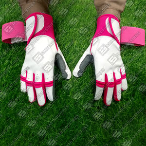 Qualité supérieure Robuste Entraînement Sportif Longue Manchette Blanc Rose Gris Couleur Combinaison Baseball Softball Gants de Frappeur - Product Image 2
