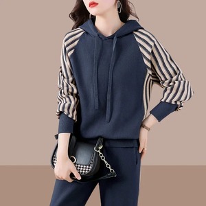 Sweat-shirt col haut pour femmes ensemble de pantalons de survêtement automne coupe ajustée tenue de Sport avec manches longues élastique haut court motif solide - Product Image 3