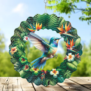10 Inch Kolibrie Roestvrijstalen Windgong 360 Roterend Tuindecor Metalen Vogelvormige Windspinner Voor Achtertuin Home Decor - Product Image 1