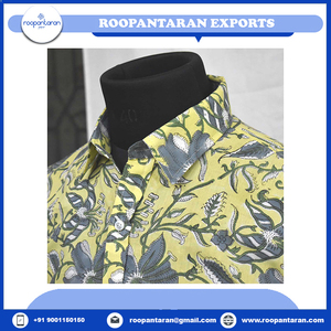 Camiseta a rayas para hombre Tela suave de algodón Cambric Bloque de mano indio Impreso Mejor precio Temporada de primavera Venta - Product Image 4