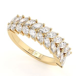 Bague de fiançailles fantaisie coupe marquise pour femme, bague de mariage en or blanc, bague empilable - Product Image 1