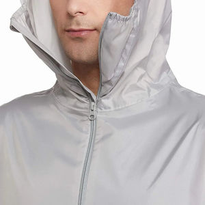 Chaqueta Cortavientos Impermeable para Hombre, Diseño Sólido, Tejido Transpirable, Estilo Casual con Cremallera, Talla Grande - Product Image 3
