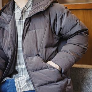 Abrigo cálido grueso de invierno para hombre, nueva chaqueta gris con capucha de pato blanco informal, decoración de bolsillo de longitud larga, chaqueta acolchada versátil - Product Image 2