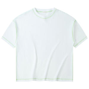 Nouveau logo personnalisé 230 grammes T-shirts en coton à col rond T-shirt surdimensionné de style ample à épaules tombantes de haute qualité pour hommes - Product Image 2