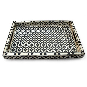 Bone Inlay <b>Tray</b> With Handle <b>Table</b> Top Coffee Tea Cold Drink Serving <b>Tray</b> Handmade Hotel Restaurant Serving <b>Tray</b> Home Kitchen - Product Image 3