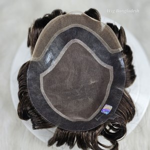 Perruque toupet pour homme, dentelle frontale, système mono peau latérale, cheveux humains indiens Remy, lisses, design droit, densité 100%, solution parfaite pour la calvitie - Product Image 1