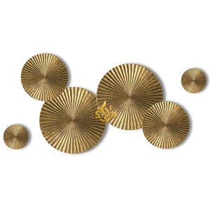 Art Mural Design Moderne Forme Ronde de Haute Qualité en Métal Art Mural Suspendu Or Poli Cadeau de Mariage Art Mural Décoratif - Product Image 2