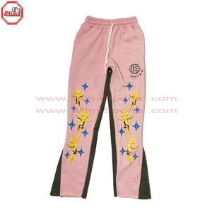 Acid Wash Custom Tracksuit Cotton Jogging Suit Embroidery Sweat Suit <b>Flared</b> Sweatpants and Hoodies Distressed Custom Sweat suits - Product Image 5